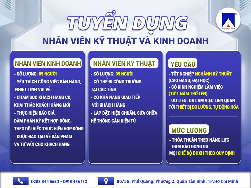 TUYỂN NHÂN VIÊN KỸ THUẬT VÀ KINH DOANH